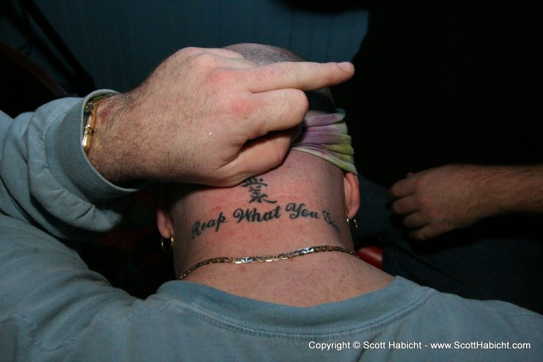 Bubba shows me his ink.