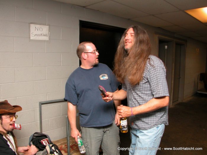 Sonny admires Skip's hair before the show.