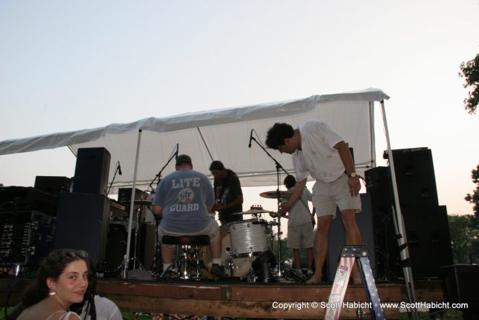 Brad makes sure everything is OK on stage.