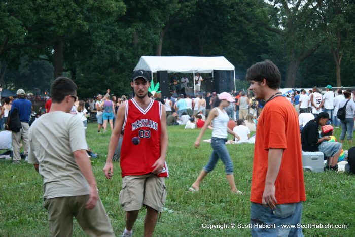 Most just come and relax while playing some hacky sack.....
