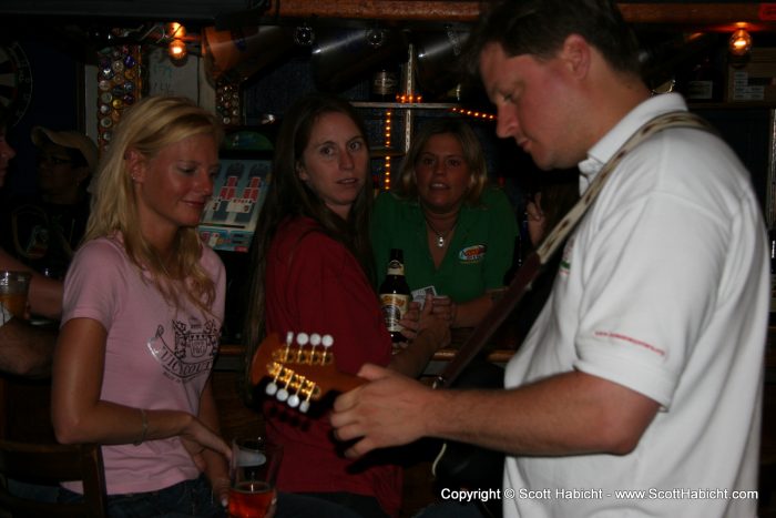Then pretends to be playing the mandolin when I get closer.