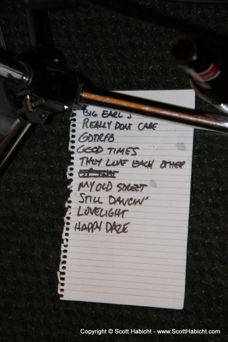 The set list for the first set.