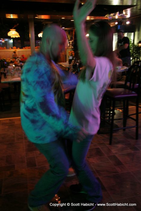 This couple found the music good to dance to.