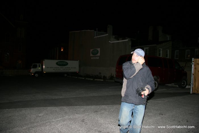 I went with John to park the van.
