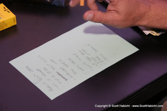 Skip was still upstairs working on the set list....