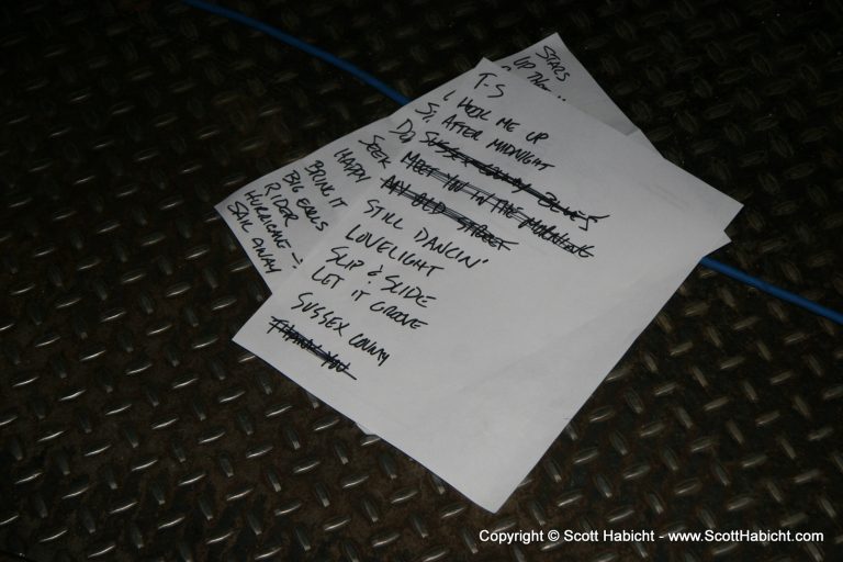 So I grabbed the set lists.....